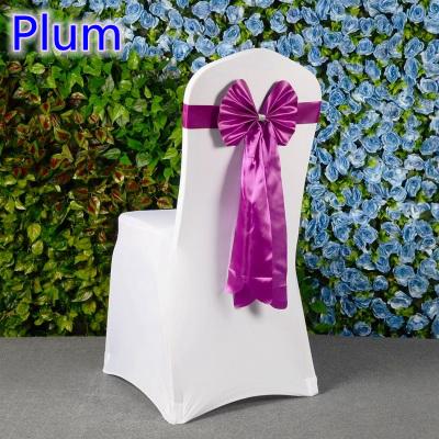 Plum colour chair sash long tail butterfly style wedding chair decoration luxury chair bow tie wholesale lycra spandex sash