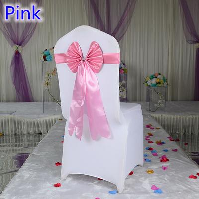 Pink colour chair sash long tail butterfly style wedding chair decoration luxury chair bow tie wholesale lycra spandex sash