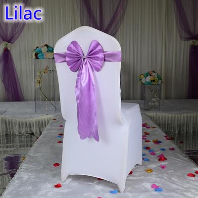 Lilac violet colour chair sash long tail butterfly style wedding chair decoration luxury chair bow tie wholesale lycra spandex sash