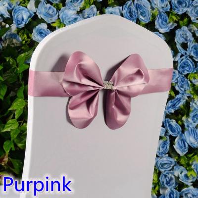 Purpink colour chair sash wedding mini style butterfly bow tie lycra band stretch bow tie ribbon for chair covers on sale