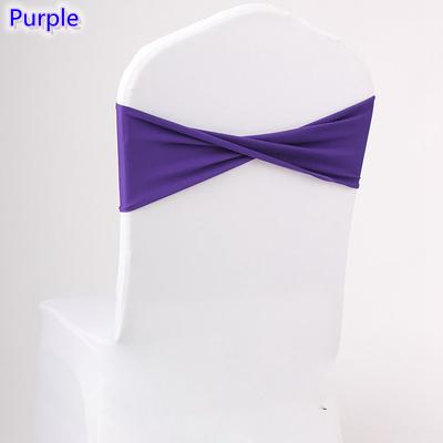 Purple colour spandex sashes lycra sash for chair cover spandex bands bow tie For Wedding Decoration banquet design for sale