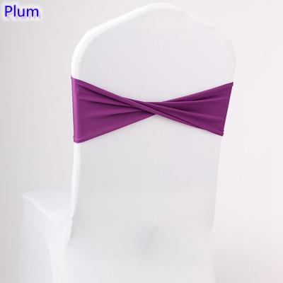 Plum colour spandex sashes lycra sash for chair cover spandex bands bow tie For Wedding Decoration banquet design for sale