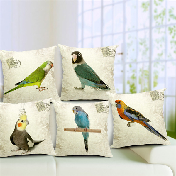 Sofa Decorative Throw Cushion Covers Parrot Patterns Coffee Chair Waist Case 18