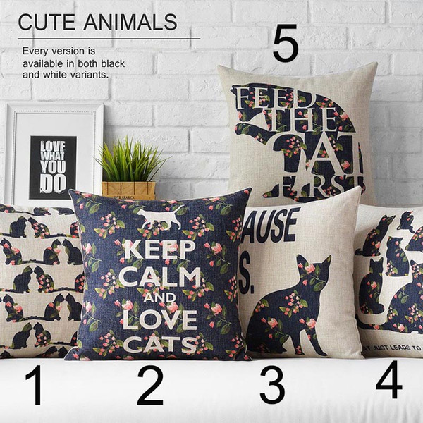 Cat Cushion Cover KEEP CALM AND LOVE CATS Pillow case For Home Car Hotel Decoration