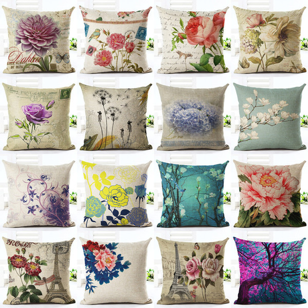 Home Decor Cushion Cover Big Rose Throw Pillows Sofa Char Seat Vintage Flowers Cushion Cover Decorative Pillow Case euro Style