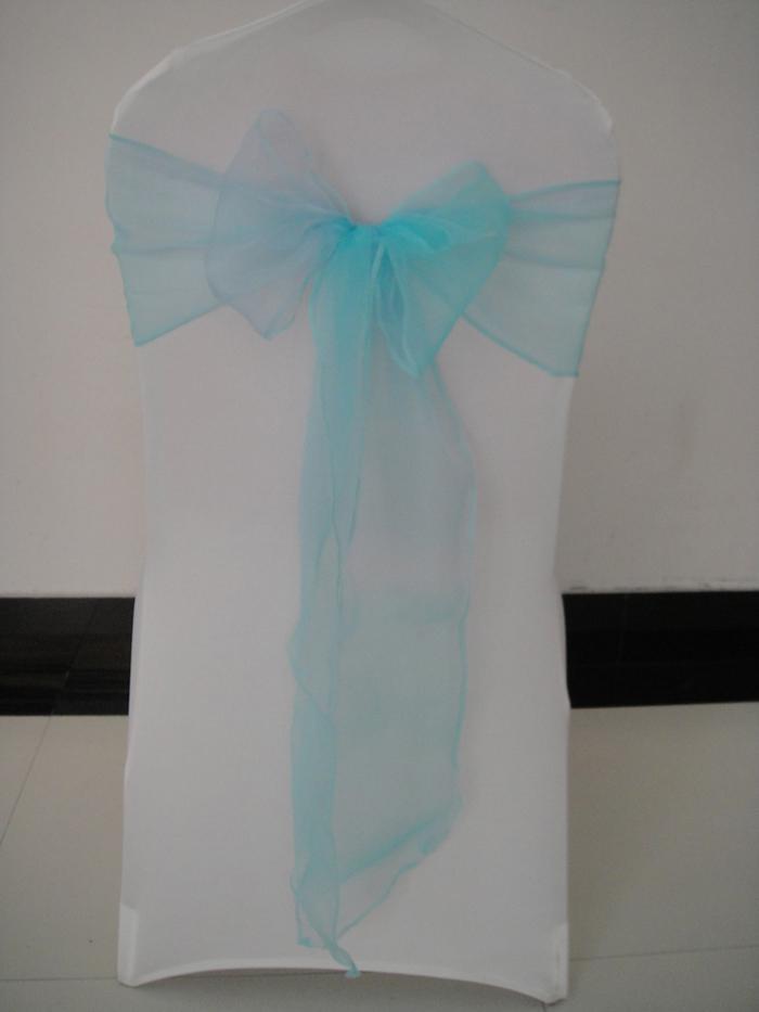 BABY BLUE organza chair sash/chair bows 100pcs a lot for wedding,banquet,party,hotel use