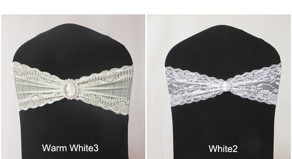 100 pcs Wholesale Fashion White/Ivory Flower Lace Chair Band With Buckle For Birthday Use Wedding Decoration