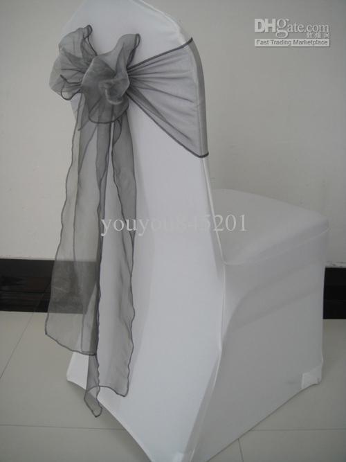 Free Shipping- Light Silver 8''*108'' Organza Chair Sash/Chair Bow 100PCS MOQ For Wedding,Banquet,Hotel Decoration Use