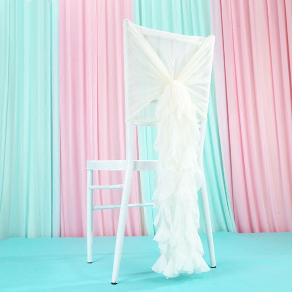 150pcs New Design CREAM COLOR Pre- tied Willow Chair Normal Banquet Chiavari Chair Sash With Freely Wedding Decoration