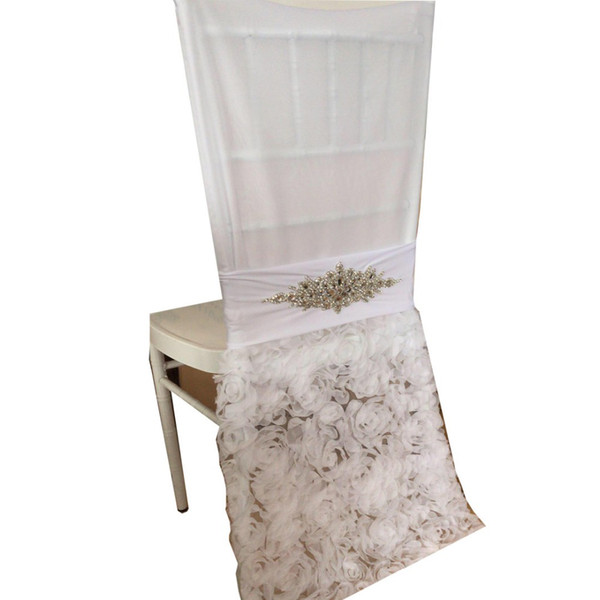 10pcs Wedding Rose Tail Diamond Chair Band Chair Cap Romantic Chiavari Chair Cover Decoration