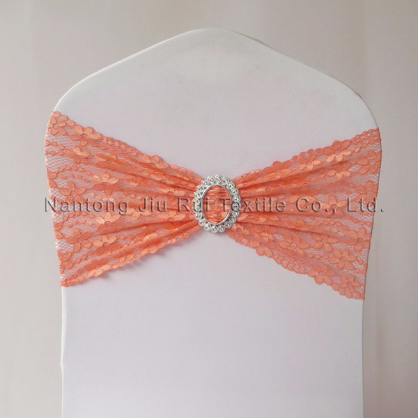 100PCS Wholesale Fashion Free Shipping Orange Lace Chair Bands For Wedding Decorations Banquet Chair Covers Decoration