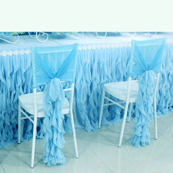 100pcs Pre tied Curled Willow Chair Hood Normal Banquet Chair or Chiavari Chair Freely Wedding Decoration