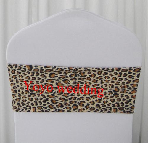 Double Thickness 20cm*72cm Leopard Print Spandex Lycra Chair Bands 100PCS With Free Shipping For Wedding Use