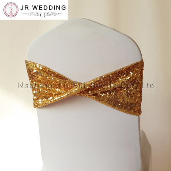 Colorful Fashion Luxury 20cm*80cm Double Criss Crossed Chair Band In Sequin Spandex Fabric 100PCS With Wholesale Price