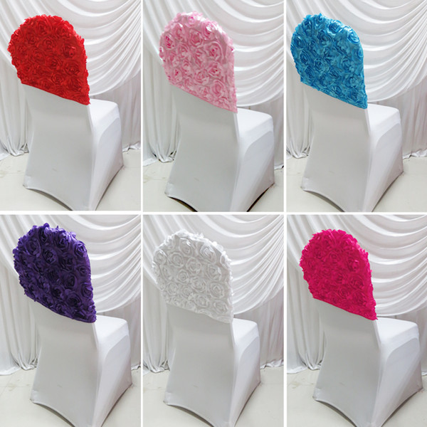 Free Shipping Various Color Satin Rosette Spandex Chair Cap/ Chair Hood for Wedding Christamas ,Party Decoration