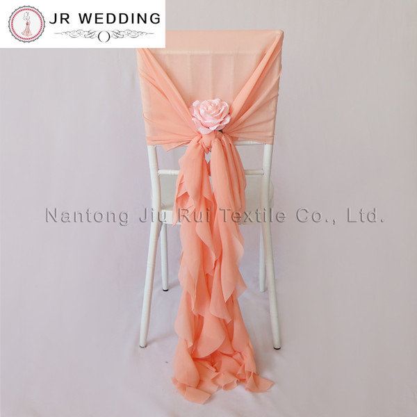 100 PCS Romatic White Watermelon Red Chiffon Chair Sash Ruffled Chair Cover/Hood Cruly Willow Chair Sash