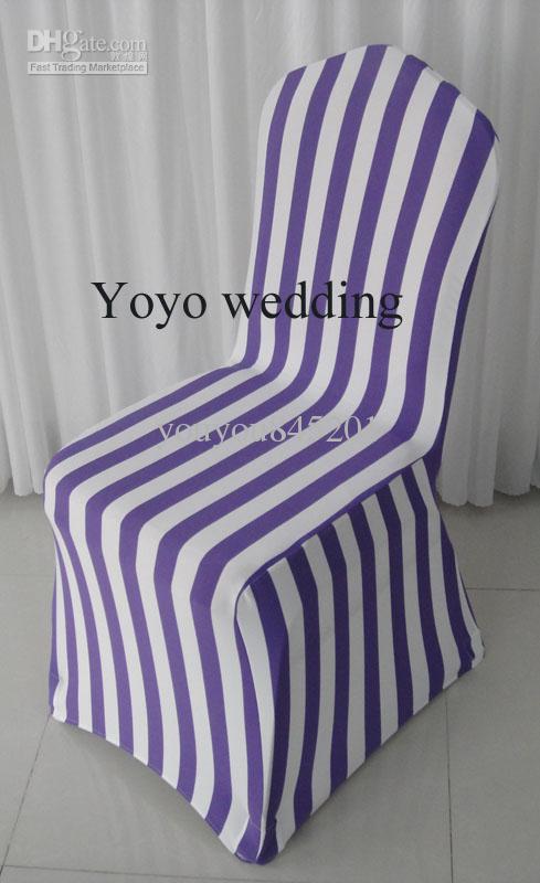 White & Purple Stripe Print Spandex Banquet Chair Cover With Free Shipping For Wedding,Party,Hotel Decoration Use