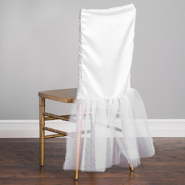 Free Shipping 50 pcs New Design Tulle Tutu/Organza & satin Chiavari Chair Cover Chair Cap for Wedding Decoration