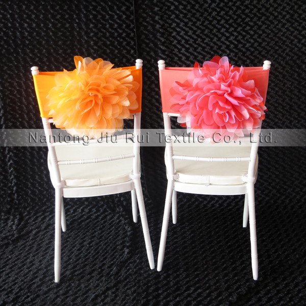 100PCS A Lot Free Shipping Hand Made Big Organza Flower Chair Band For Chair Decoration Use