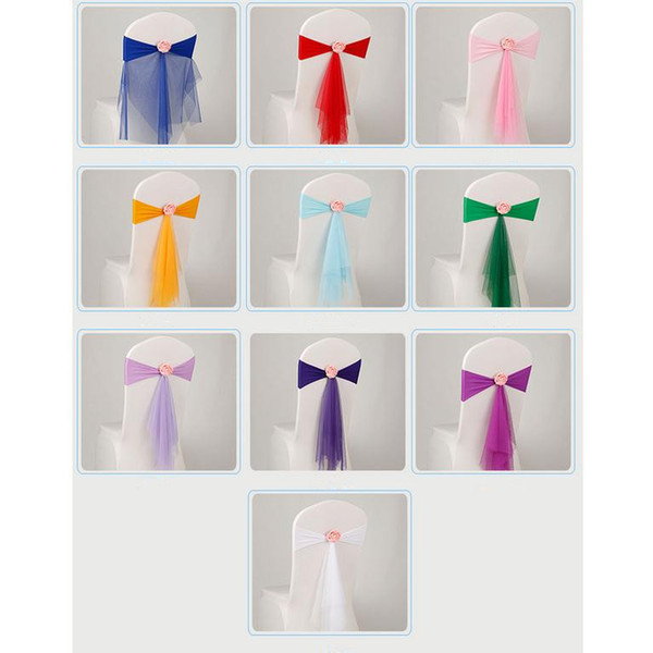 Bowknot Designed Chair Ribbon No-tie Bow Sash Wedding Hotel Banquet Chair Cover Chair Bands Back Decoration