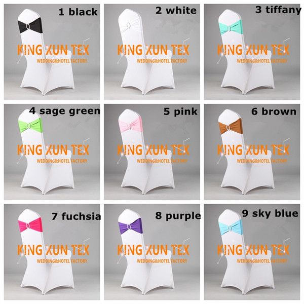 100pcs White Spandex Chair Cover + 100pcs Lycra Band \ Spandex Chair Sash With Buckle For Wedding Decoration