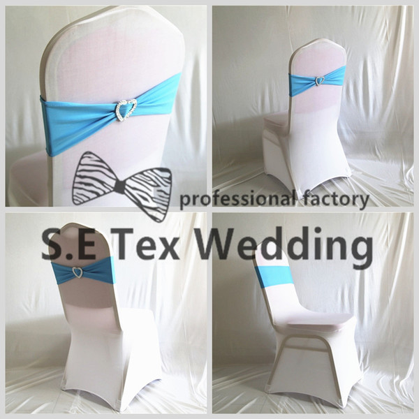 Nice Looking Lycra Band Spandex Chair Sash With Heart Buckle Fit For Banquet Wedding Chair Cover Decoration