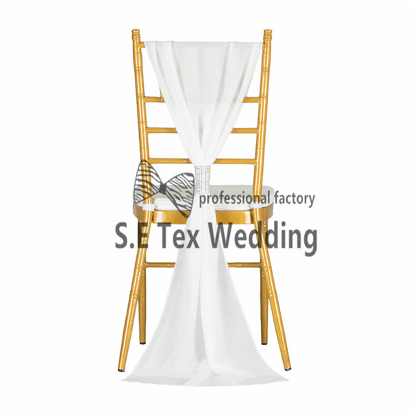 Hot Sale 35cm*190cm Chiavari Chiffon Chair Sash With Buckle For Wedding And Event Decoration