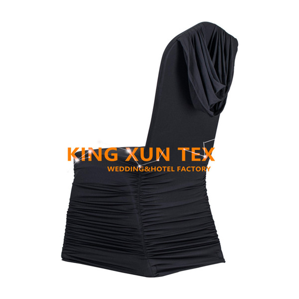 Pleated Lycra Spandex Chair Cover Back With Swag Drape For Wedding And Event Decoration Free Shipping