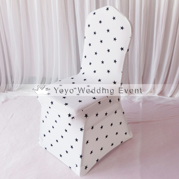 High Quality Spandex Lycra 100% Polyester Banquet Chair Cover With Five Star Print