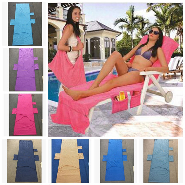 215*75CM Beach Lounge Chair Covers Summer Party Double Velvet Sunbath Lounger Beach Chair Cover Towels KKA4475