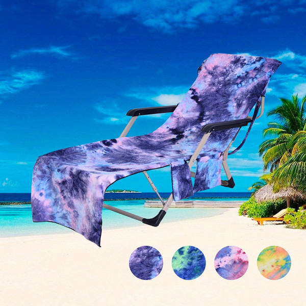 Beach Chair Cover Hot Lounger Mate Beach Towel Single Layer Tie-dye Sunbath Lounger Bed Holiday Garden Beach Chair Cover CCA11689 10pcs