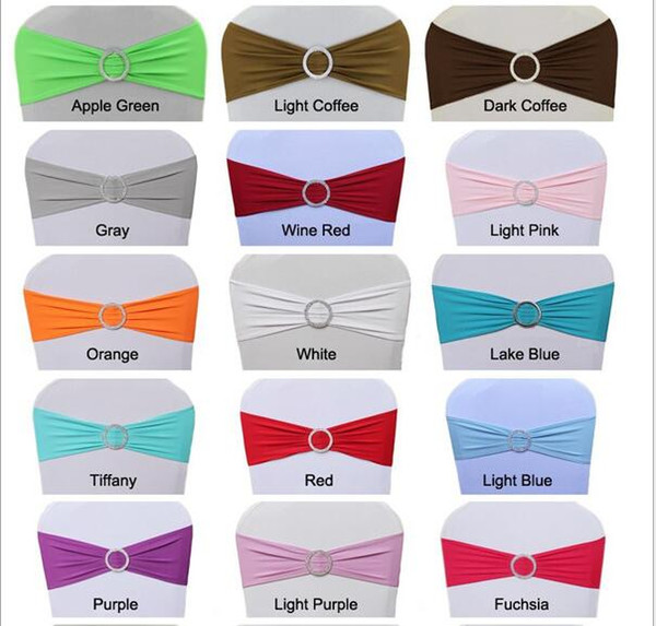 Spandex Lycra Wedding Chair Cover Sash Bands Wedding Party Birthday Chair buckle sashe Decoration Colors Available WT032