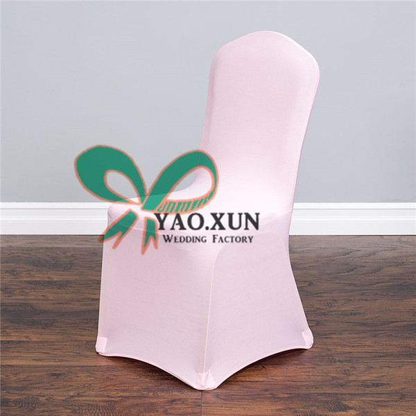 Cheap Pink Color Spandex Chair Cover Flat Front For Wedding