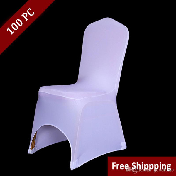 100PCS Hotel Seat Chair Cover Stretch Elastic Universal White Spandex Wedding Chair Cover for Weddings Party Banquet Hotel Lycra Chair cover