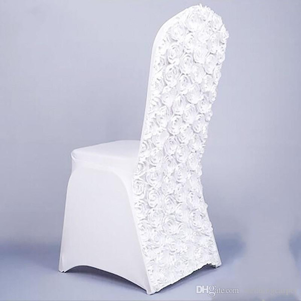 New Arrival Universal Rose Satin Spandex Chair Cover Covers With Satin Flower In Back For Wedding Party Banquet