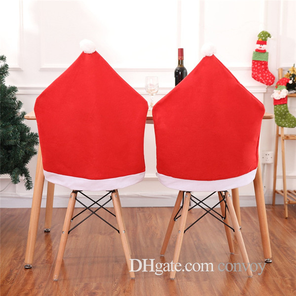 christmas Chair Covers Santa Clause Red Hat for Dinner Decor Home Decorations Ornaments Supplies Dinner Table Party Decor CFG74