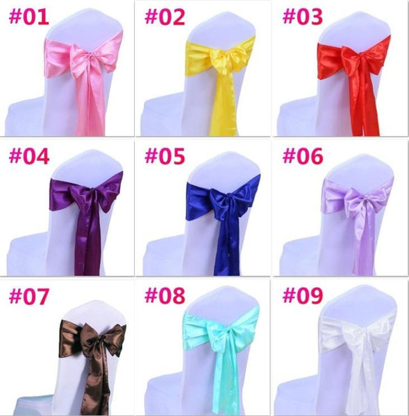 Wedding Chair Cover Sash Bow Tie Ribbon Decoration Wedding Party Supplies 16 Color for Choose c176