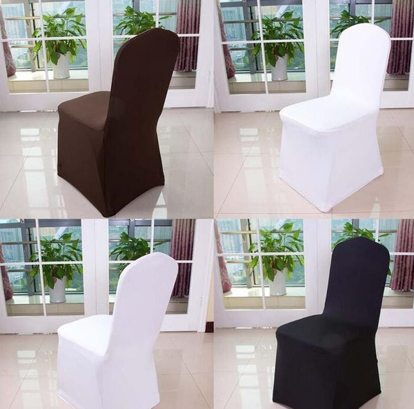 Wolesale hotel hotel chair cover wedding wedding pure color with thick white elastic high-end banquet chair cover