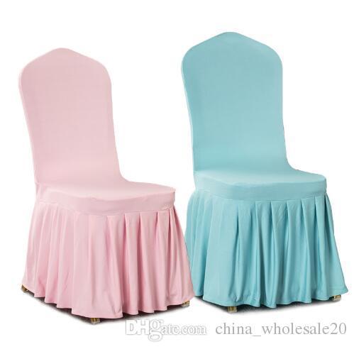 Factory Direct Aqua colour lycra chair cover with skirt all around the chair bottom spandex skirt chair cover for wedding party decoration