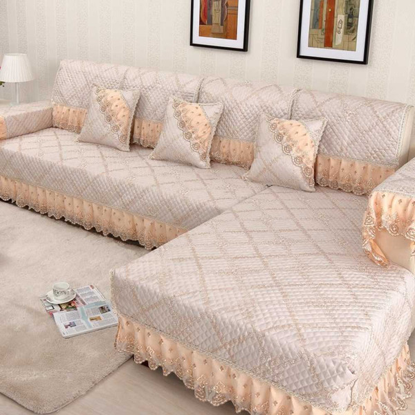 High-grade lace sofa cover Linen couch cover Combination Kit slipcover sofa Thicken On-slip Cushion Backrest Pillowcase