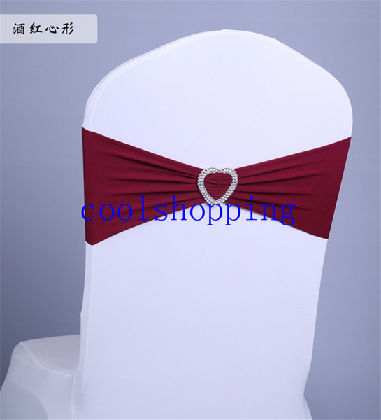 DHL Freeshipping 200pcs Elastic chair cover chair bands back flower bow wedding decoration supplies heart buckle