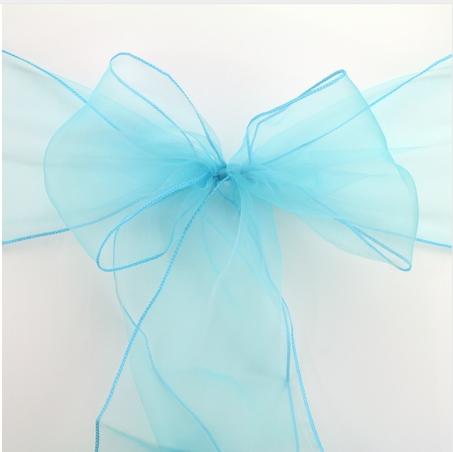 18cm*275cm Organza Chair Sashes Bow Cover Wedding and events Christmas Party Banquet Decorations Home Textiles turquoise