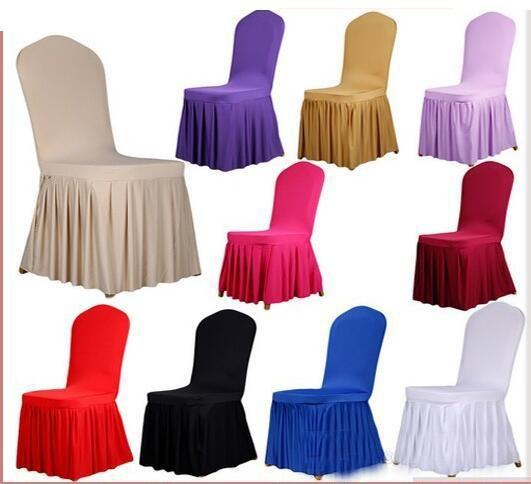 High Quality Chair skirt cover Wedding Banquet Chair Protector Slipcover Decor Pleated Skirt Style Chair Covers Elastic Spandex