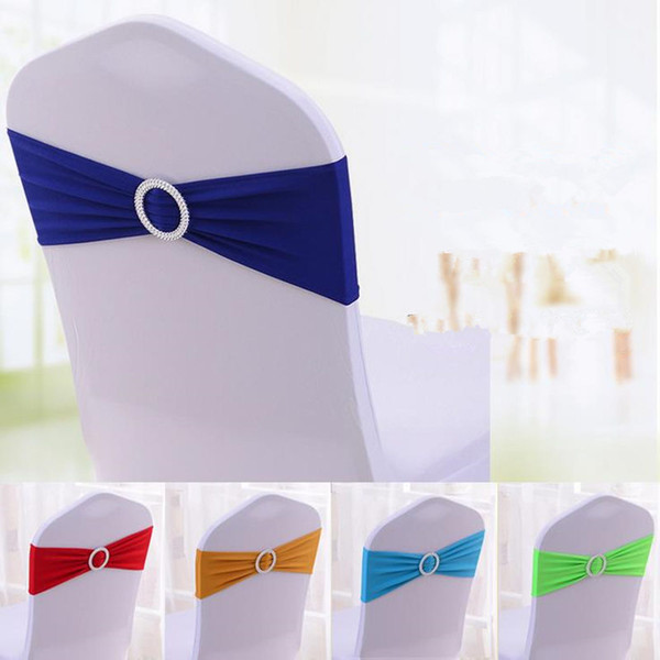 Chair Sashes Covers for Wedding Event spandex Bands with buckles Elastic shiny Chair Sash Cover Band Banquet Party Decoration F20171351