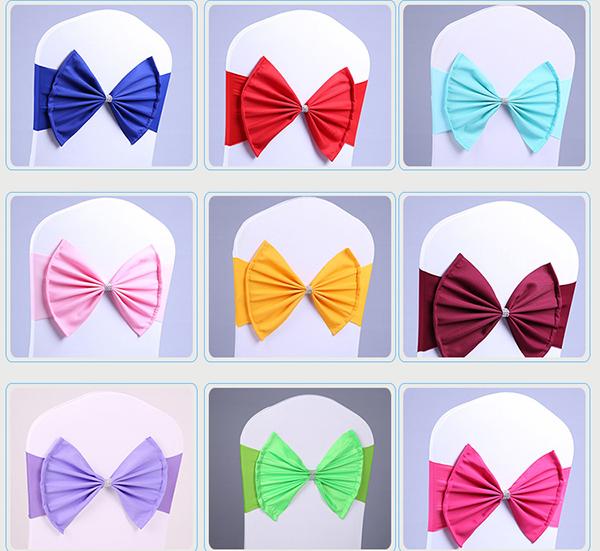 Wholesale 50PCS Spandex Sashes Satin Elastic Chair Bands Cover Bows Buckle Chair Sashes Belts for Wedding Banquet Party Chair Decorations