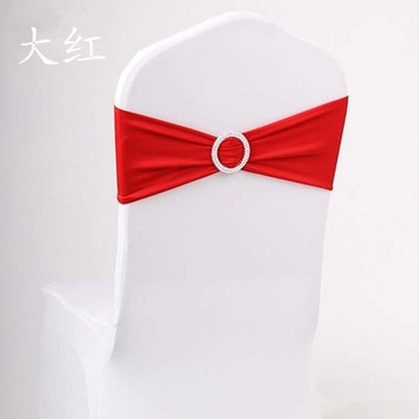 2015 Lycra Chair Bands With Round buckle Elastic Lycra Chair Cover Sash Bands For Weddings Decors Pary Supplier