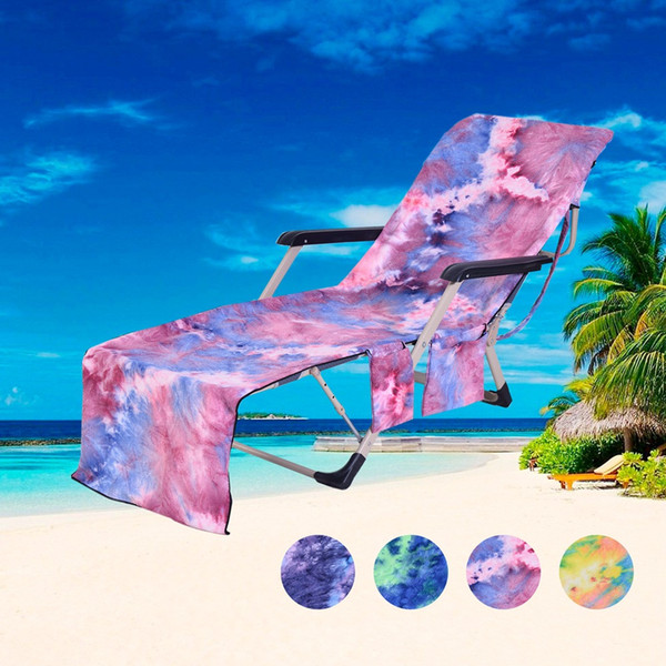 215*75CM Beach Lounge Chair Covers Tie dyeing Summer Party Double Velvet Sunbath Lounger Beach Chair Cover Towels superfine fiber