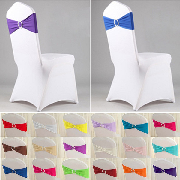 Stretch Chair Cover Bands Lycra Spandex With Buckle Replace Chair Sash Bow Wedding Party Decor New Gorra 100pcs/lot