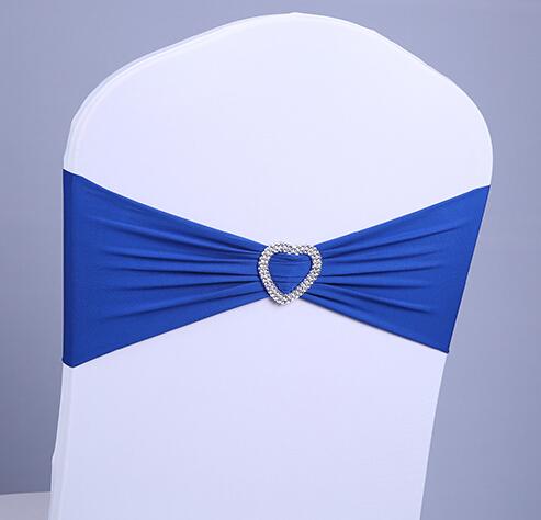 Wholesale-Navy Blue Lycra Chair Bands&Sash with Oval buckle ,Double Layer Lycra Bands&Sash for Weddings Events Decoration