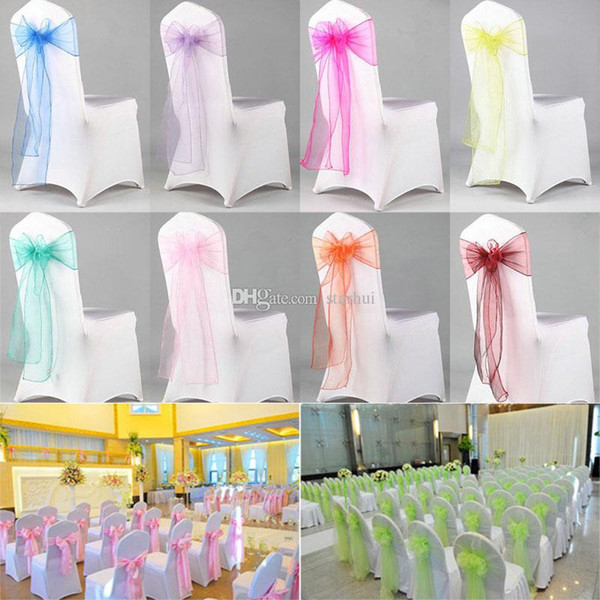 Organza Chair Sash Bow For Cover Banquet Wedding Party Event Chrismas Decoration Sheer Organza Fabric Chair Covers Sashes WX9-1282